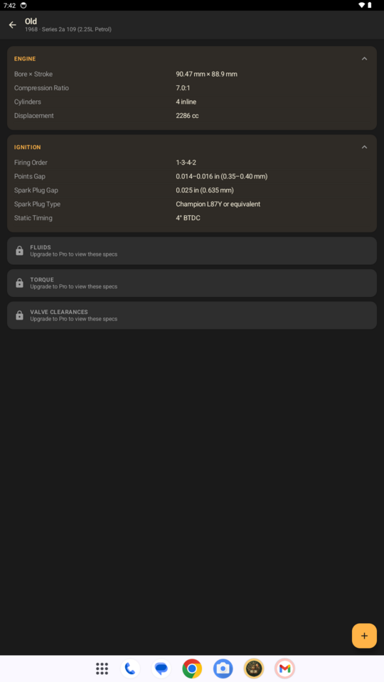 Factory Specs